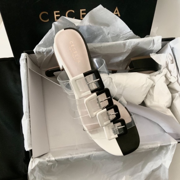 CECELIA Lincoln Strappy Clear Slide Sandals Mules - Picture 12 of 13